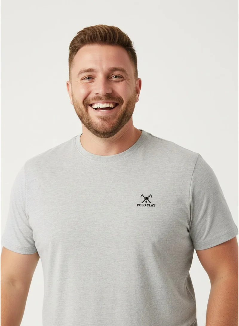 لعب البولو تيشيرت رجالي برسومات - رمادي